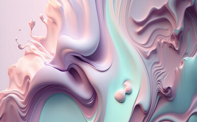 Pale turquoise, light purple and blush pink fluid background, Generative AI