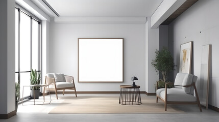 Fototapeta premium Canvas mockup modern living room generative art