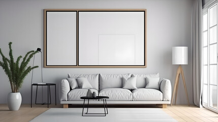 Canvas mockup modern living room generative art