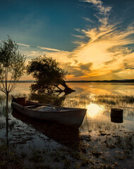 sunset on the river