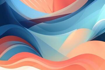 an abstract painting of a wave of blue, orange and pink colors on a white background with a black border around the edges of the image.  generative ai