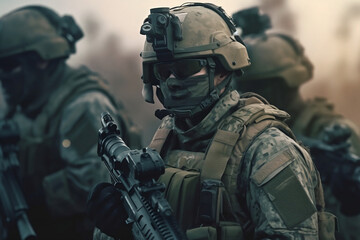 soldiers in uniform. Generative AI