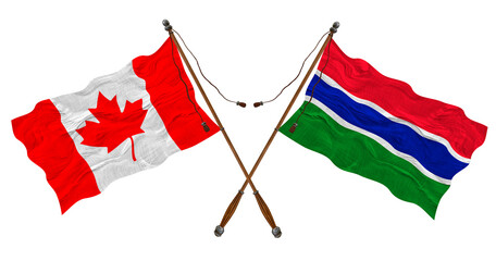 National flag of Gambia and Canada. Background for designers