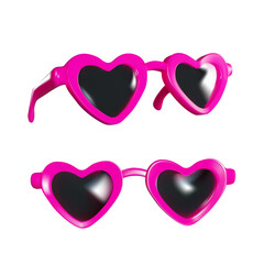 rendering of pink glasses in the shape of a heart and highlights from different angles. vector 3d style