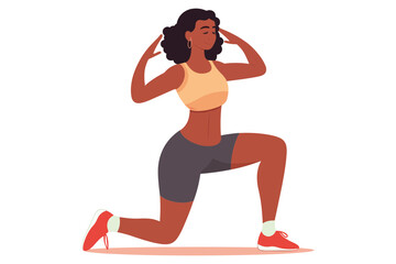 Black woman doing stretching before exercise - vectorart Illustration