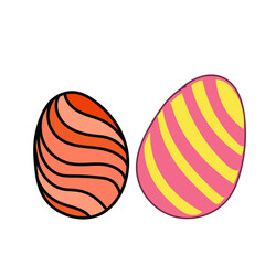 Happy Easter element set of funny rabbit animals, eggs and floral decoration in cute cartoon style. Flat hand drawn icon