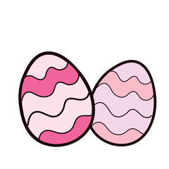 Happy Easter element set of funny rabbit animals, eggs and floral decoration in cute cartoon style. Flat hand drawn icon