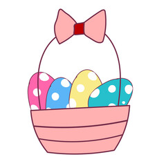 Happy Easter element set of funny rabbit animals, eggs and floral decoration in cute cartoon style. Flat hand drawn icon