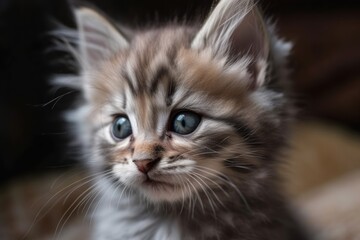 Naklejka na ściany i meble a picture of a tiny kitten. Generative AI