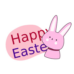 Happy Easter element set of funny rabbit animals, eggs and floral decoration in cute cartoon style. Flat hand drawn icon