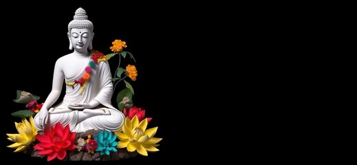 Fototapeta premium Buddha Purnima, Indian Buddhist religious holiday. AI generated.