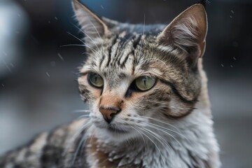 bokeh of a street fed cat. Generative AI