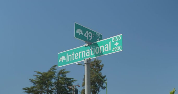 Oakland International Boulevard sign 