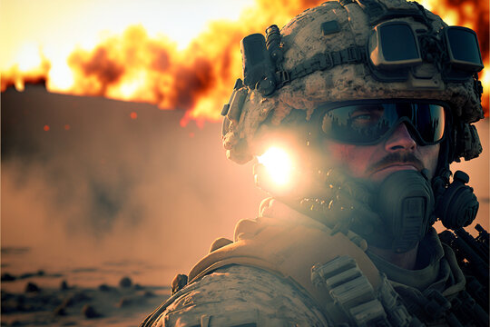 Special forces soldier selfie in combat, generative AI.