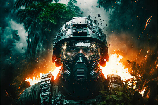 Special forces soldier selfie in combat.