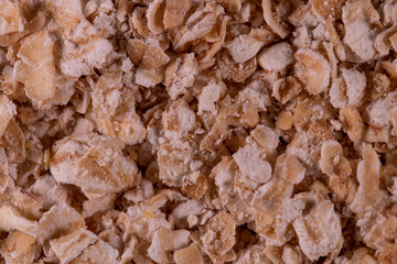 Textura de flocos de aveia inatura em macro