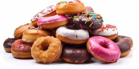 variety of stacked donuts isolated, generative ai