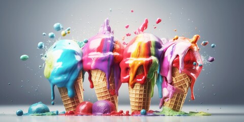 assorted set of flavored ice creams, generative ai