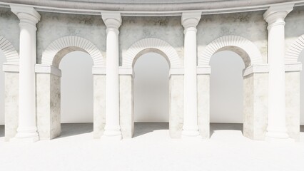 Fototapeta premium Architecture interior background empty arched pass 3d render