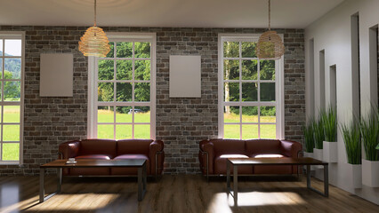 Cafe interior 3d render, 3d illustration decoration