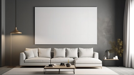 Canvas mockup modern living room generative art