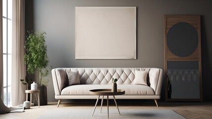 Canvas mockup modern living room generative art