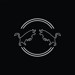 Circle white  bull jump logo illustration