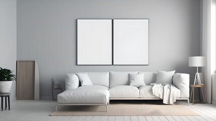 Canvas mockup modern living room generative art