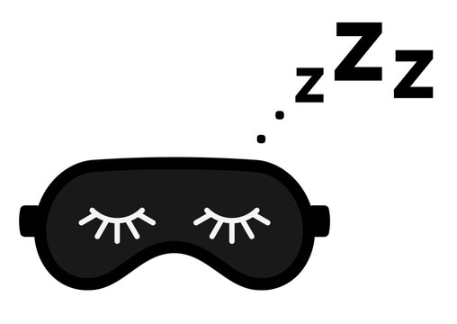 Zzz sleep snore with eye mask vector icon. Night sleepy noise sound illustration. Black signs isolated on white background.