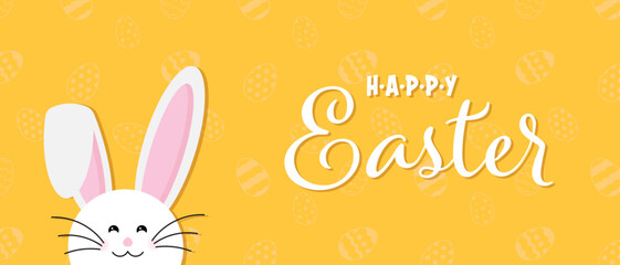 Happy Easter greeting card with egg, rabbit. Easter Bunny. beautiful Easter background, great for Easter Cards, banners, textiles, wallpapers - vector design.