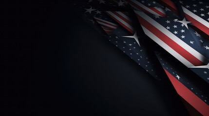 Kreative Umsetzung von Stars and Stripes in Ahnlehnung auf die Flagge der Vereinigten Staaten von Amerika im illustrativen Stil mit schwarzem Hintergrund (Generative AI)