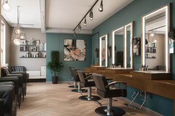 Interior Of Luxury Hairdressing salon - obrazy, fototapety, plakaty