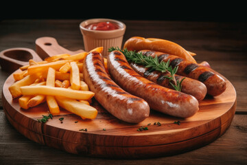delicious German sausage platter - obrazy, fototapety, plakaty