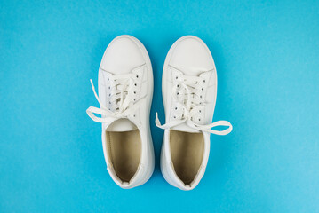 Top view photo of a white shoe