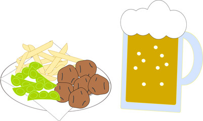 ビールジョッキとおつまみセット