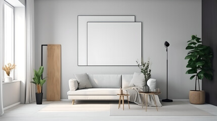 Canvas mockup modern living room generative art