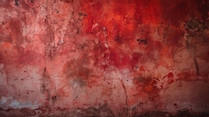 Fototapeta premium red concrete wall, grunge cement grainy texture, fancy vintage background, generative ai