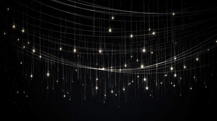 Fototapeta premium stars floating over light trails on black background, generative ai