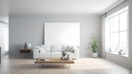 Naklejka na ściany i meble Canvas mockup modern living room generative art