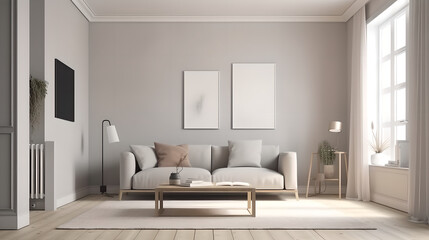 Canvas mockup modern living room generative art