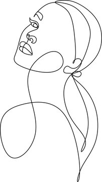 recommend clip art: A silhouette of woman face. Minimalistic face line illustration.   One line drawing.