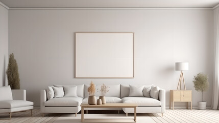 Canvas mockup modern living room generative art