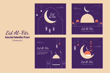 Collection Of Eid-Ul-Fitr Instagram Post Template For Spreading Eid Greetings