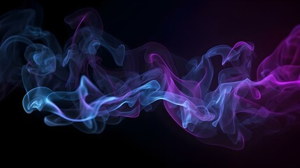Abstract Futuristic Dark Background with Neon Glow and Purple Smoke