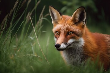 Fototapeta premium Mr. Red Fox's Wonderful Adventure. Generative AI