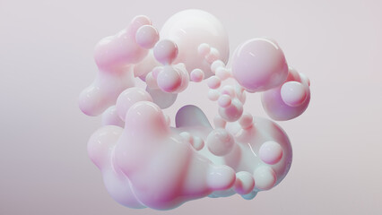 organic shapes. Morphing colorful blobs, Abstract 3d background. Liquid flowing colors. soap bubbles, metaballs. drops, Liquid gradient, flowing spheres, substance, nanoparticles, 3d render
