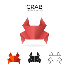 Origami vector logo and icon with crab. 