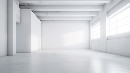 a clean white room without furniture and furnishings