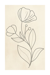 Line art sketching of a floral design