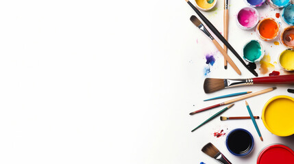 Paint brushes background with copy space 
